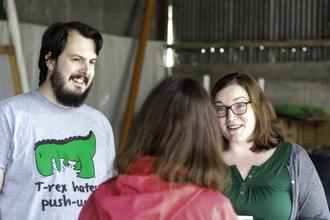 Dave and Audrey Shaw chat to a relative.